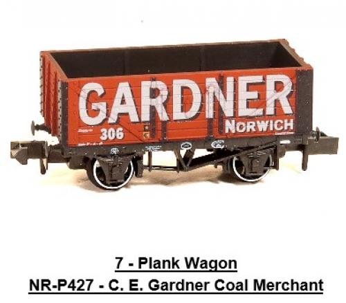 NR-P427 Peco 7 Plank Wagon C.E. Gardner Coal Merchant